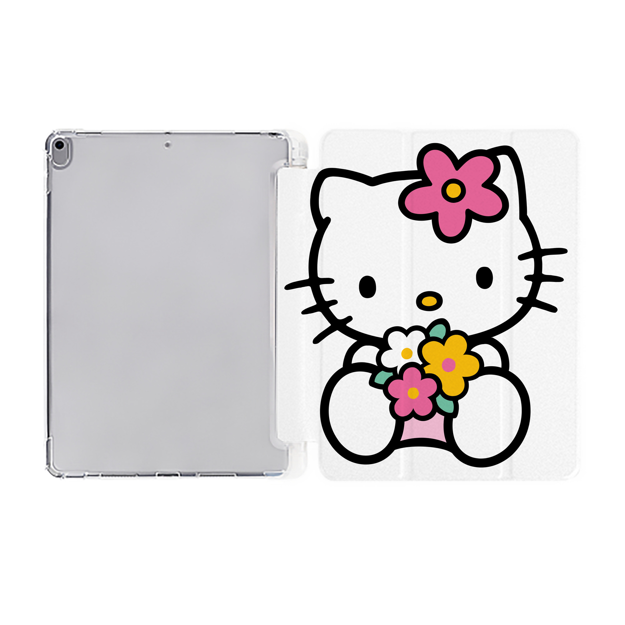 （画像用） Hello Kitty ハローキティ IPad ケース ペン収納付き 三つ折りスタンド PUレザー×シリコン 対応機種9.5/10.5/10.9インチ
